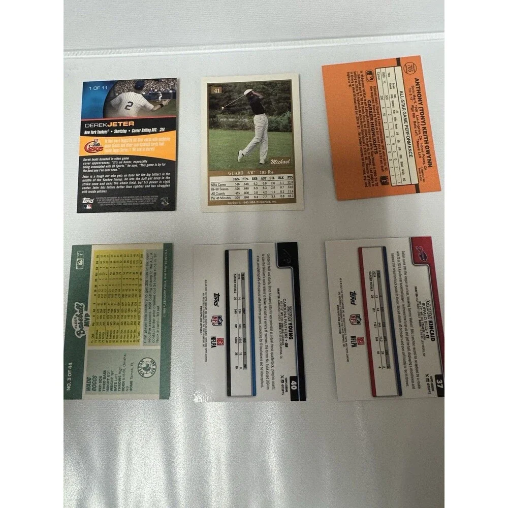 6 Card Bundle M. Jordan, D. Jeter, T. Gwynn, B. Young, W. Boggs, D. Kincaid